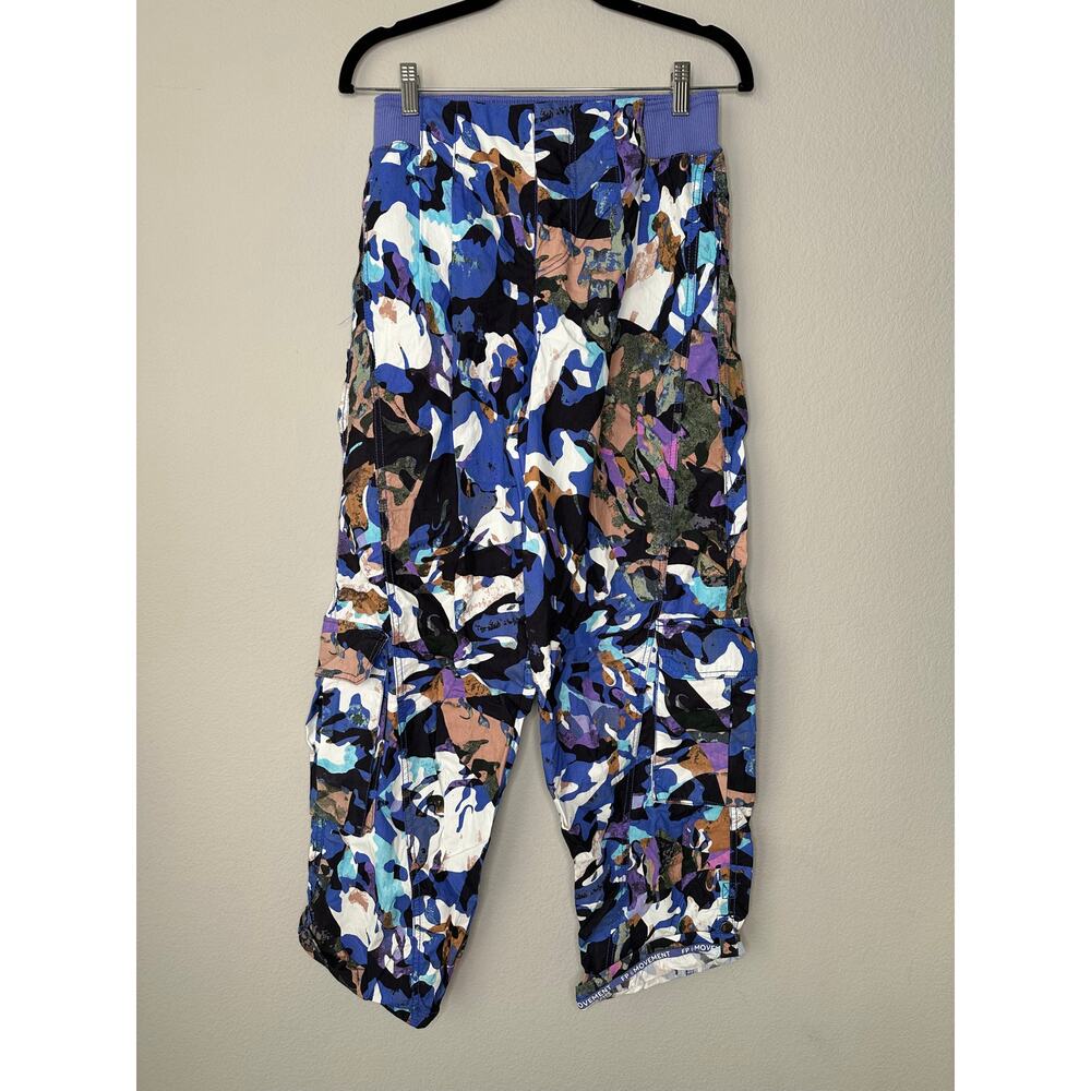 FREE PEOPLE Camo Print Lightweight Cargo Wide Leg Relaxed Fit Pants Size Small - Picture 4 of 8